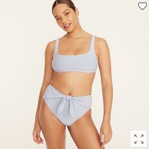 J.Crew Bikini Set: Squareneck Top & Tie High-Rise Bottom in Seersucker